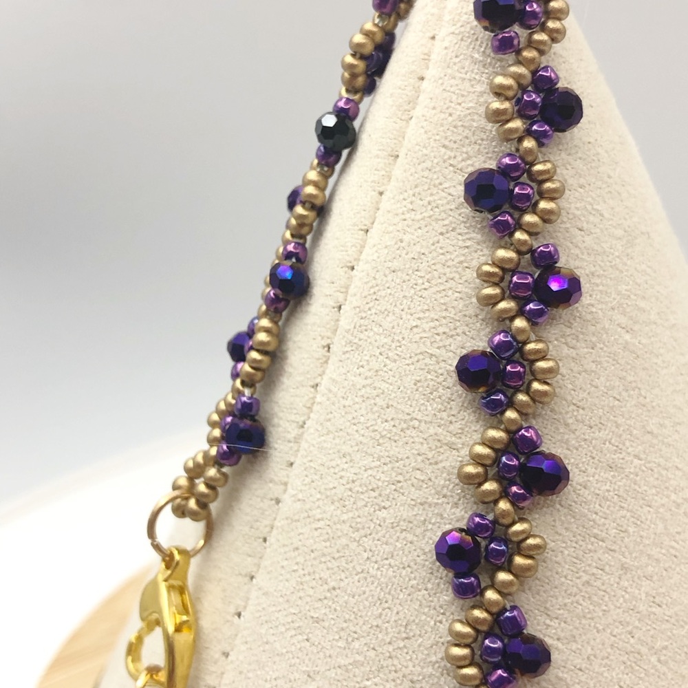Purple Crystal Gold Bracelet Fashion Minimalist NEW